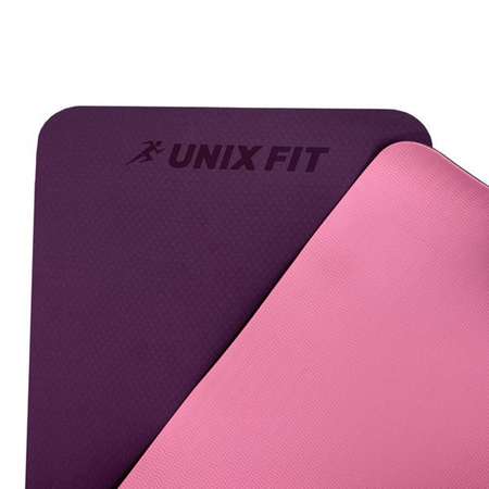 Коврик для йоги и фитнеса UNIX Fit двусторонний 180х61х0,6 см двуцветный фиолетовый
