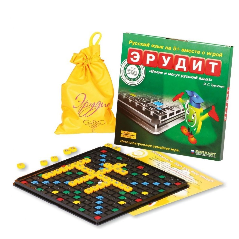 Настольная игра БИПЛАНТ Эрудит черные фишки в коробке - фото 1