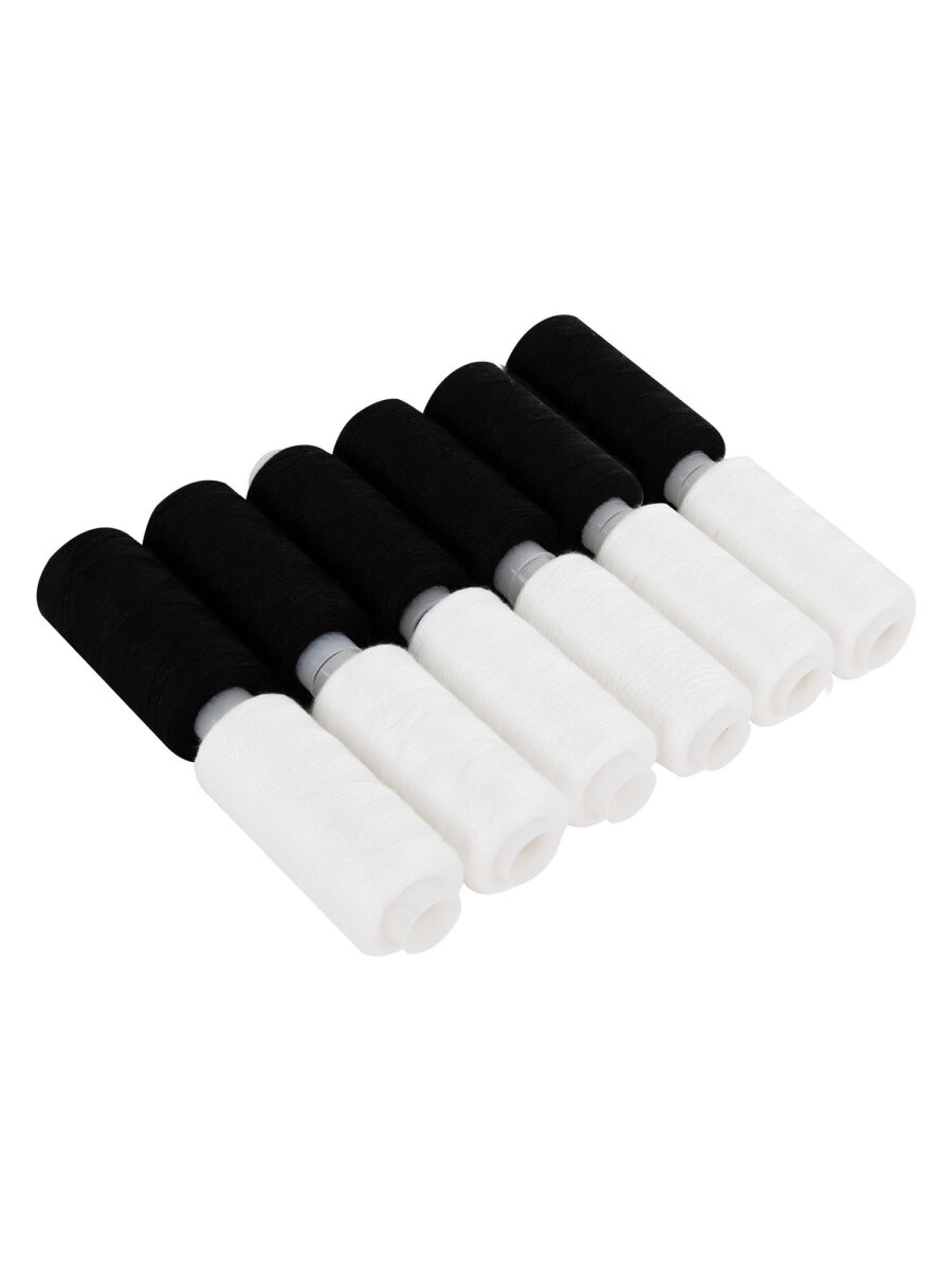 Нитки для шитья Develia армированные 45ЛЛ 200 м швейный набор 12 штук белые черные - фото 10