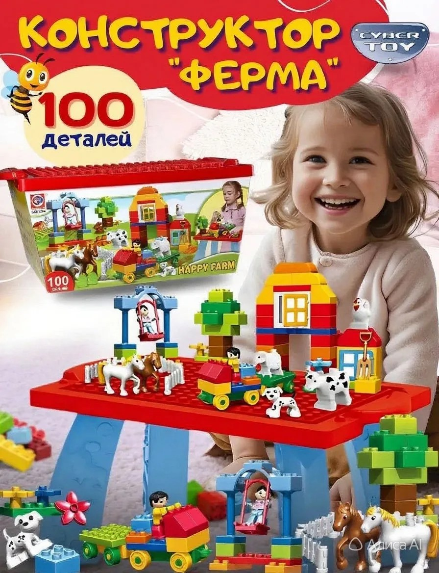 Конструктор CyberToy Ферма животных 100 дет. - фото 1