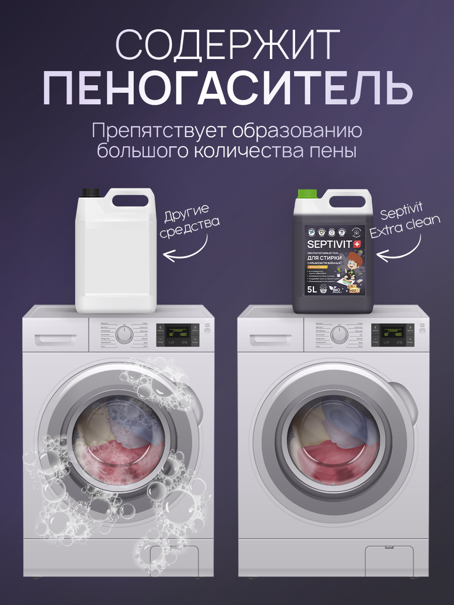 Гель для стирки SEPTIVIT Extra Clean для черного 5л - фото 7