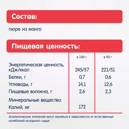 Пюре Fleur Alpine Манго с 6 мес 90 г