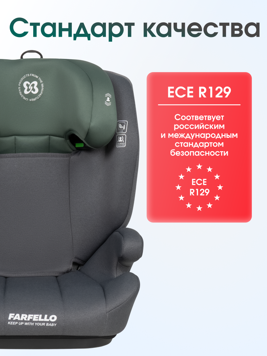 Автокресло Farfello Le9 2/3 (15-36 кг) зеленый - фото 13