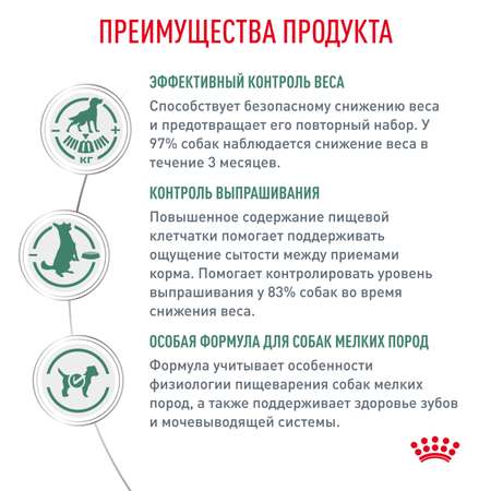 Корм для собак Royal Canin 500г мелких пород полнорационный для снижения веса сухой