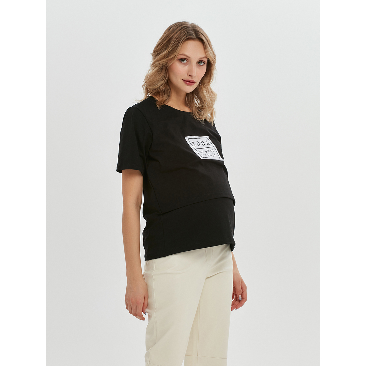 Футболка для кормящих Proud Mom ФНОК-0300-черный+белый - фото 4