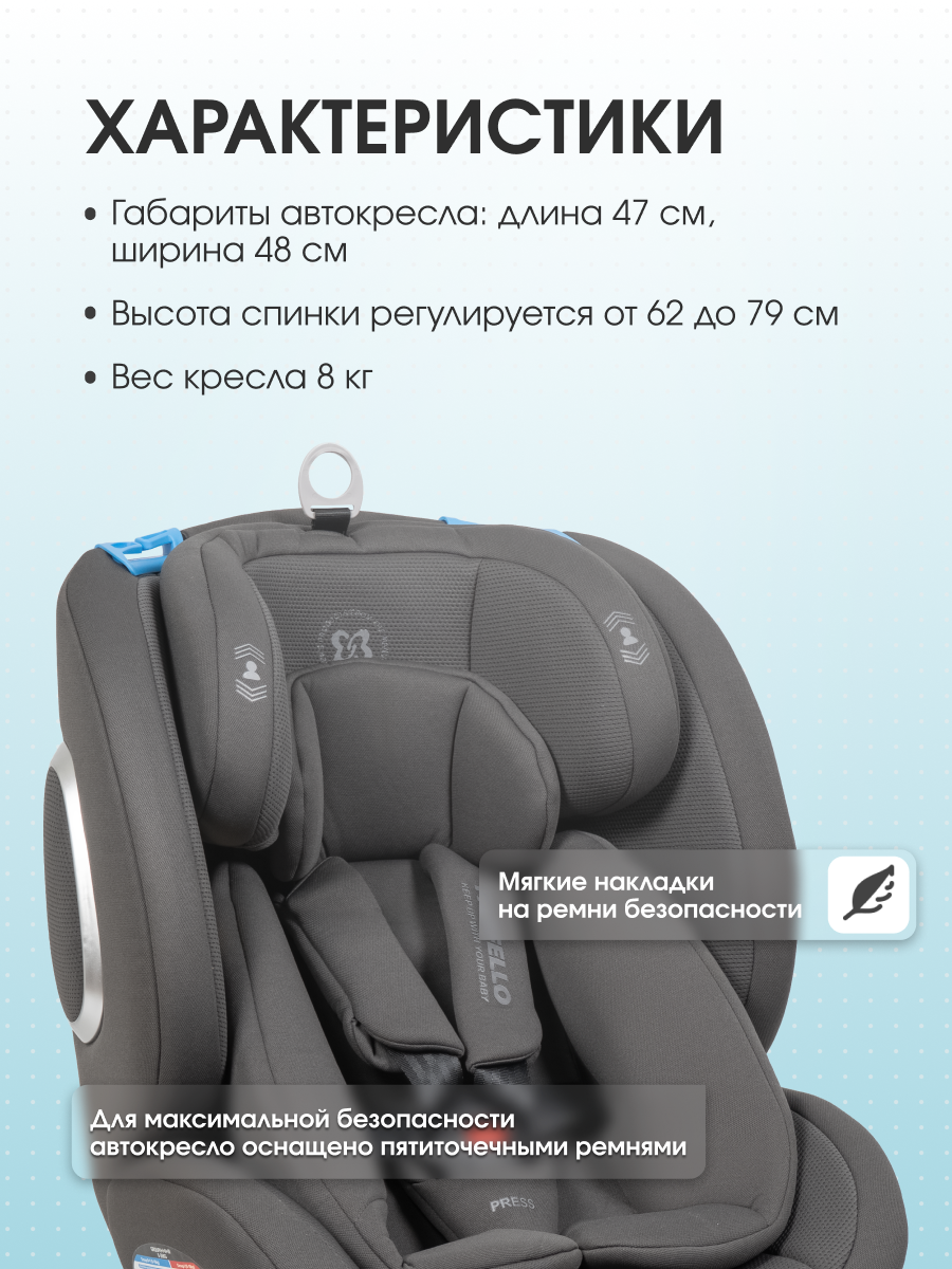 Автокресло Farfello YB102A Isofix 0+/1/2/3 (0-36 кг) серый - фото 4
