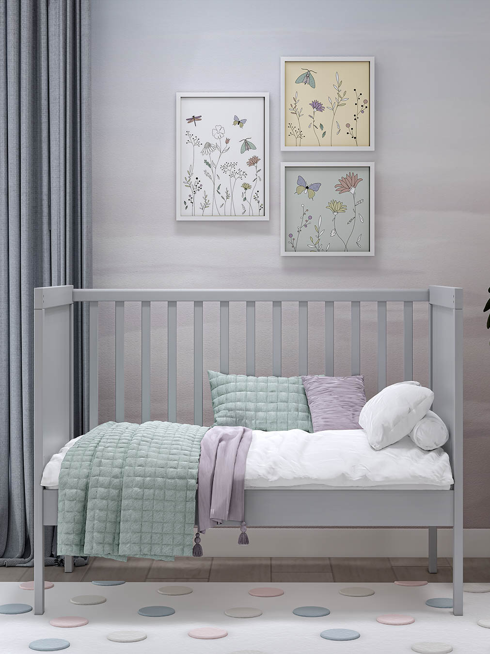 Детская кроватка IKEA Коч прямоугольная, без маятника (серый) - фото 2
