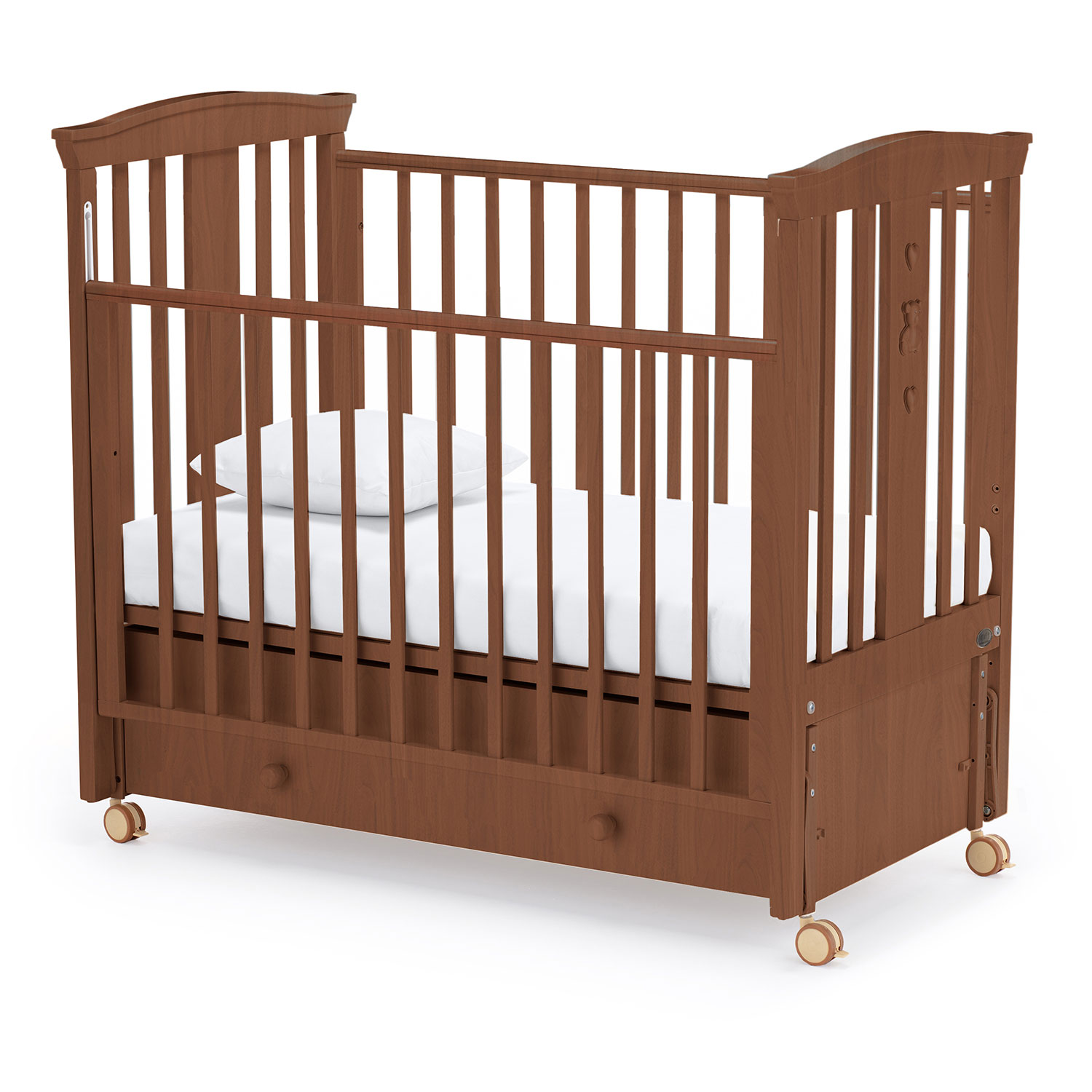 Детская кроватка Nuovita, продольный маятник (темный орех) - фото 12