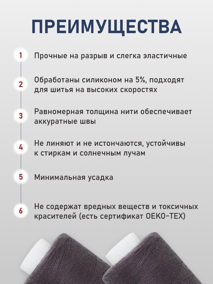 Нитки для шитья 40/2 Bestex 10шт цв 392 - фото 3