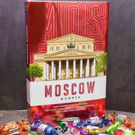 Конфеты сухофрукты в глазури Кремлина Ассорти в подарочном наборе Москва Красная 500 гр
