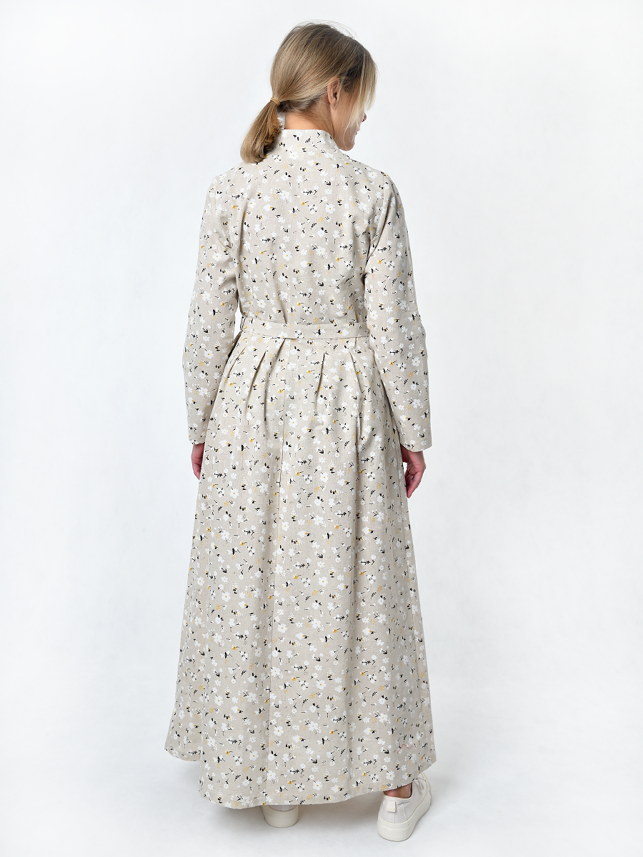 Платье Льняная Горница пл025-02/светло-серый-белый - фото 8