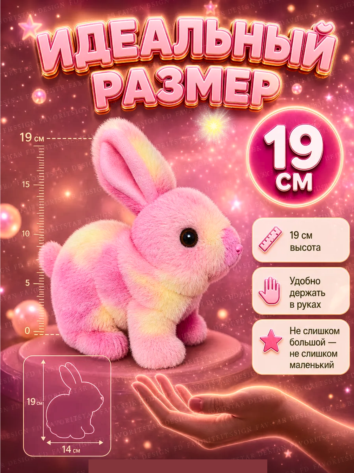 Мягкая игрушка FAVORITSTAR DESIGN Пушистый зайчик - фото 6