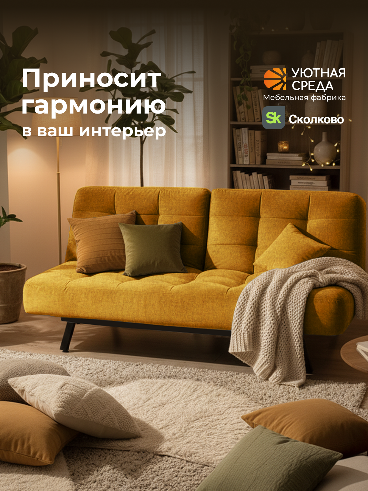 Диван Уютная среда желтая рогожка желтый - фото 20