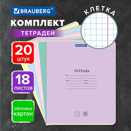 Тетрадь Brauberg клетка 18 лист. 20 шт.