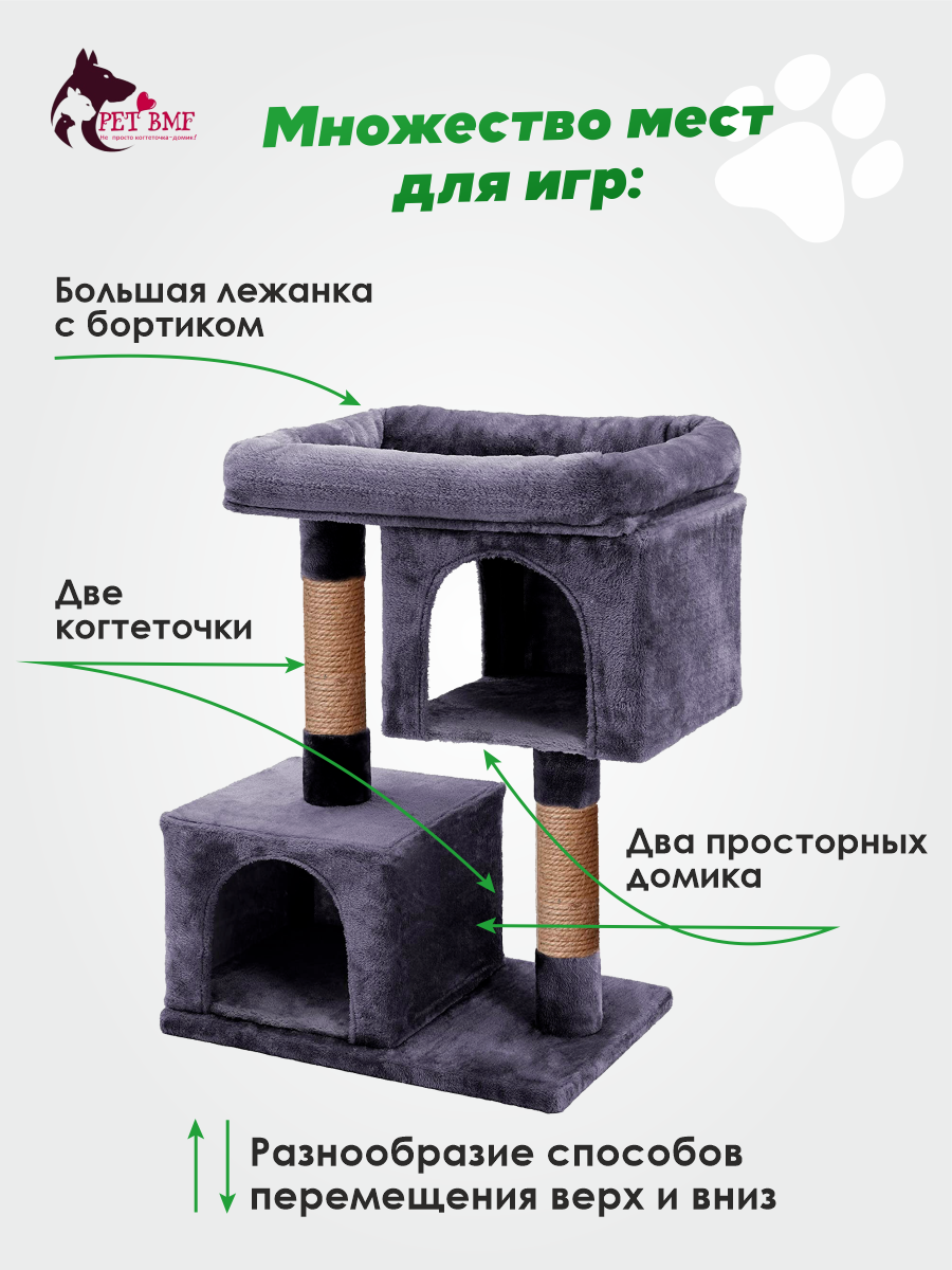 Домик для кошки с когтеточкой Pet БМФ Черный - фото 10