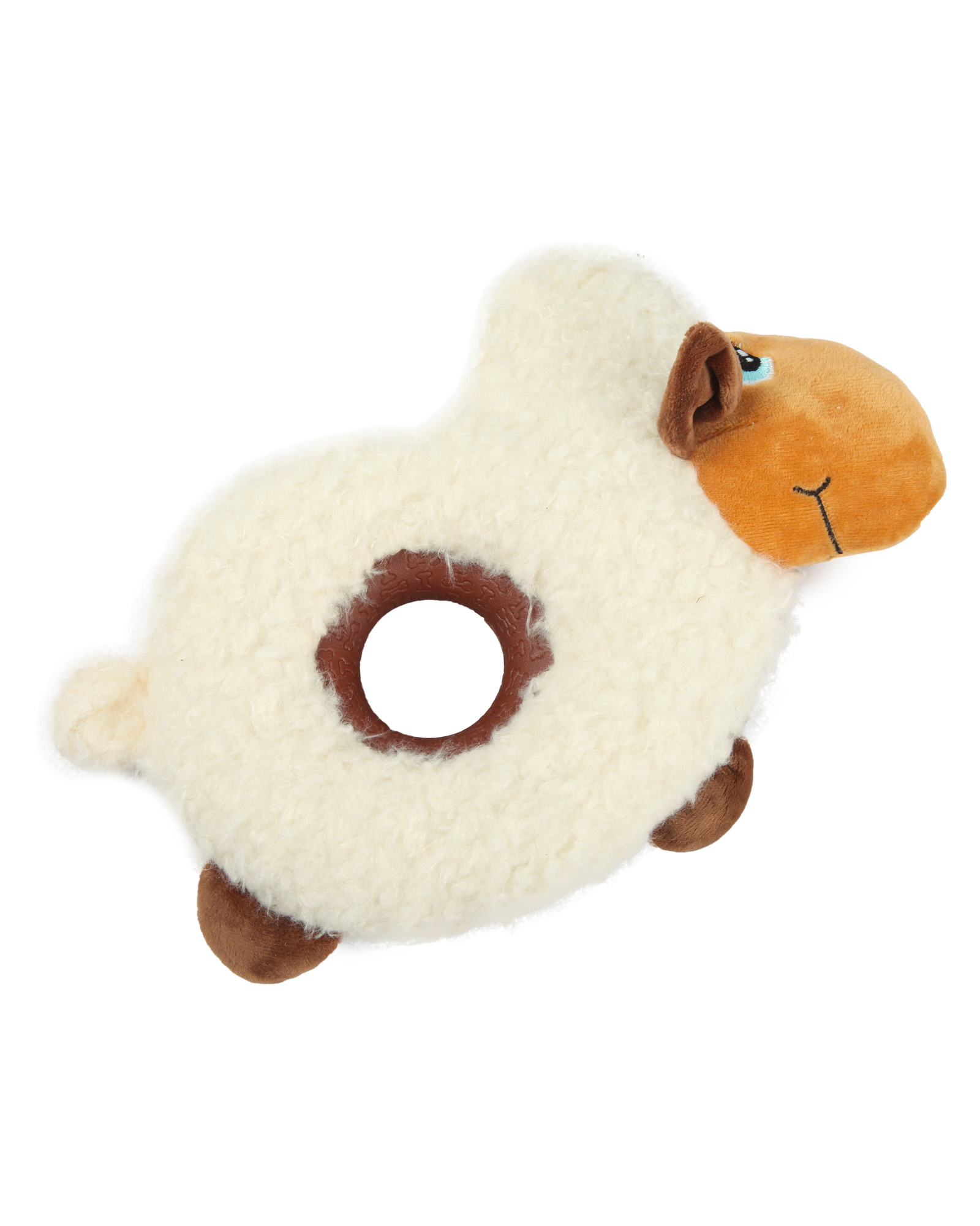 Игрушка для собак Barbaks Овечка-кольцо мягкая с пищалкой 9*19см - фото 5