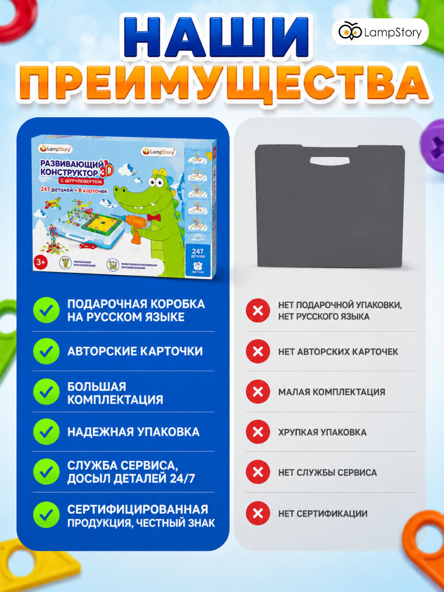 Конструктор LampStory Конструктор с шуруповертом 247 дет. - фото 15