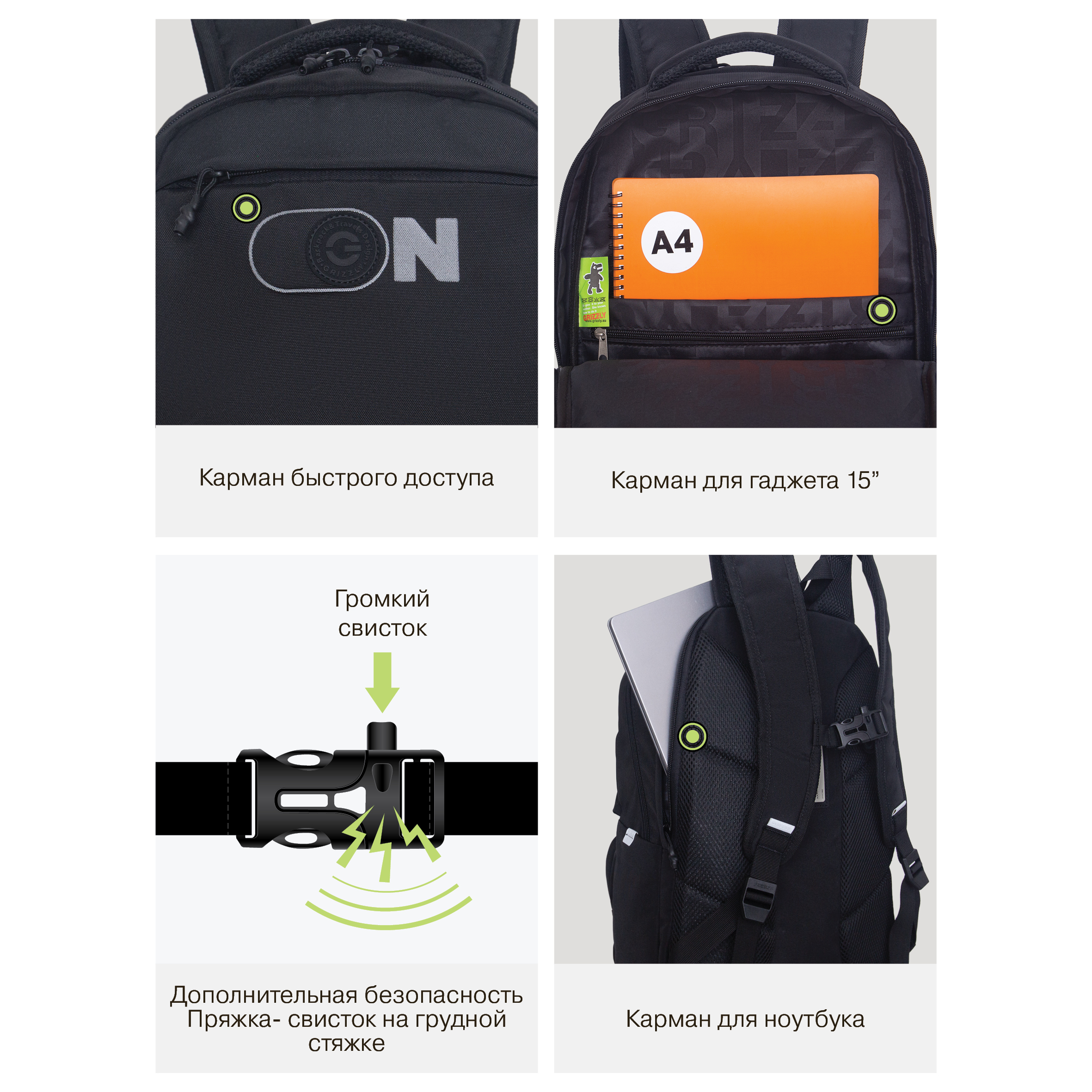 Рюкзак Grizzly Надпись - фото 12