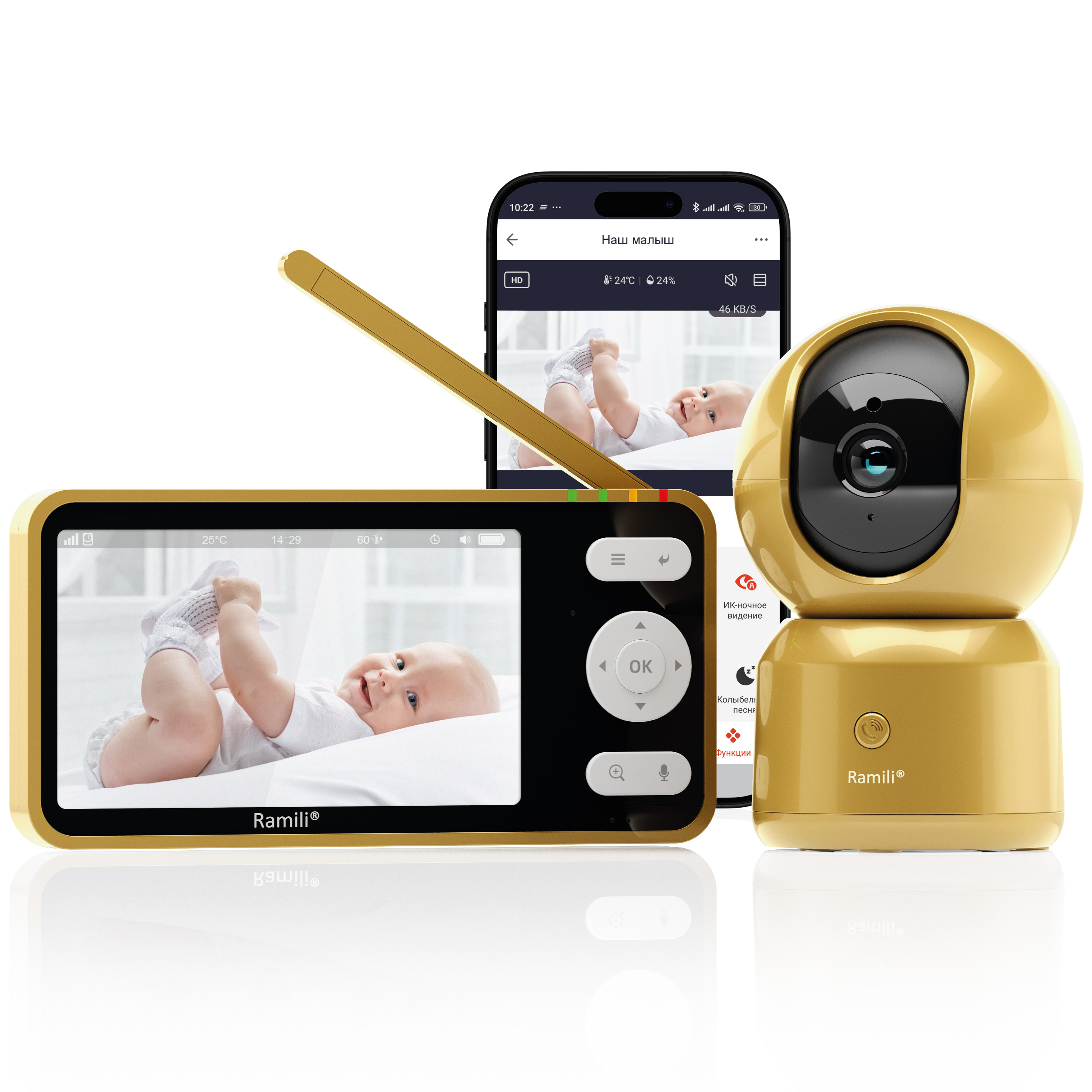 Видеоняня Ramili RV1500 GOLD 2K двухрежимная - фото 12