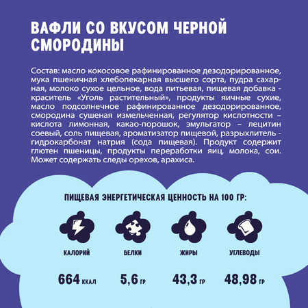 Вафли классические MENI со вкусом черной смородины