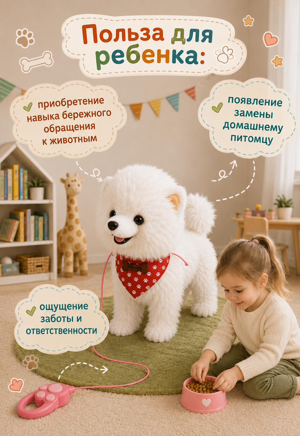 Мягкая игрушка BalaToys Собака на поводке - фото 3