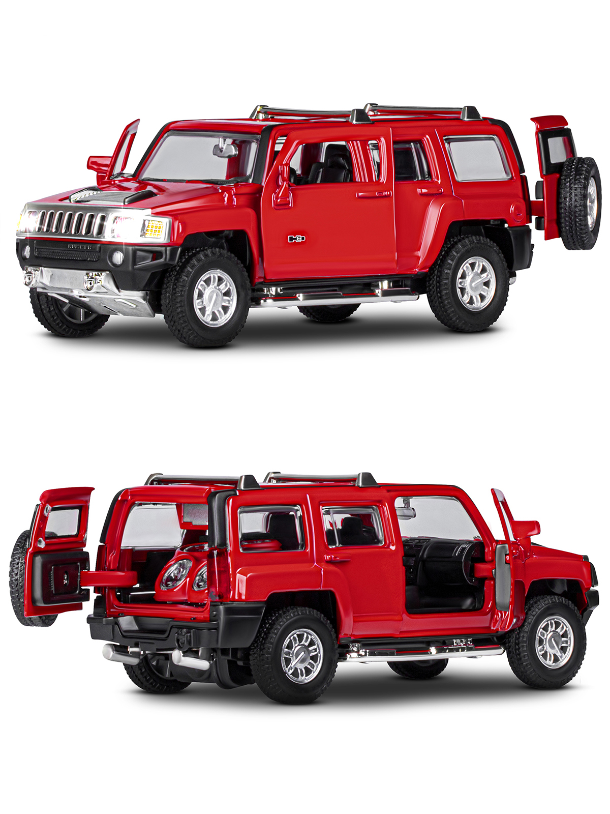Внедорожник АВТОпанорама Hummer H3 1:32 красный JB1251293 - фото 8