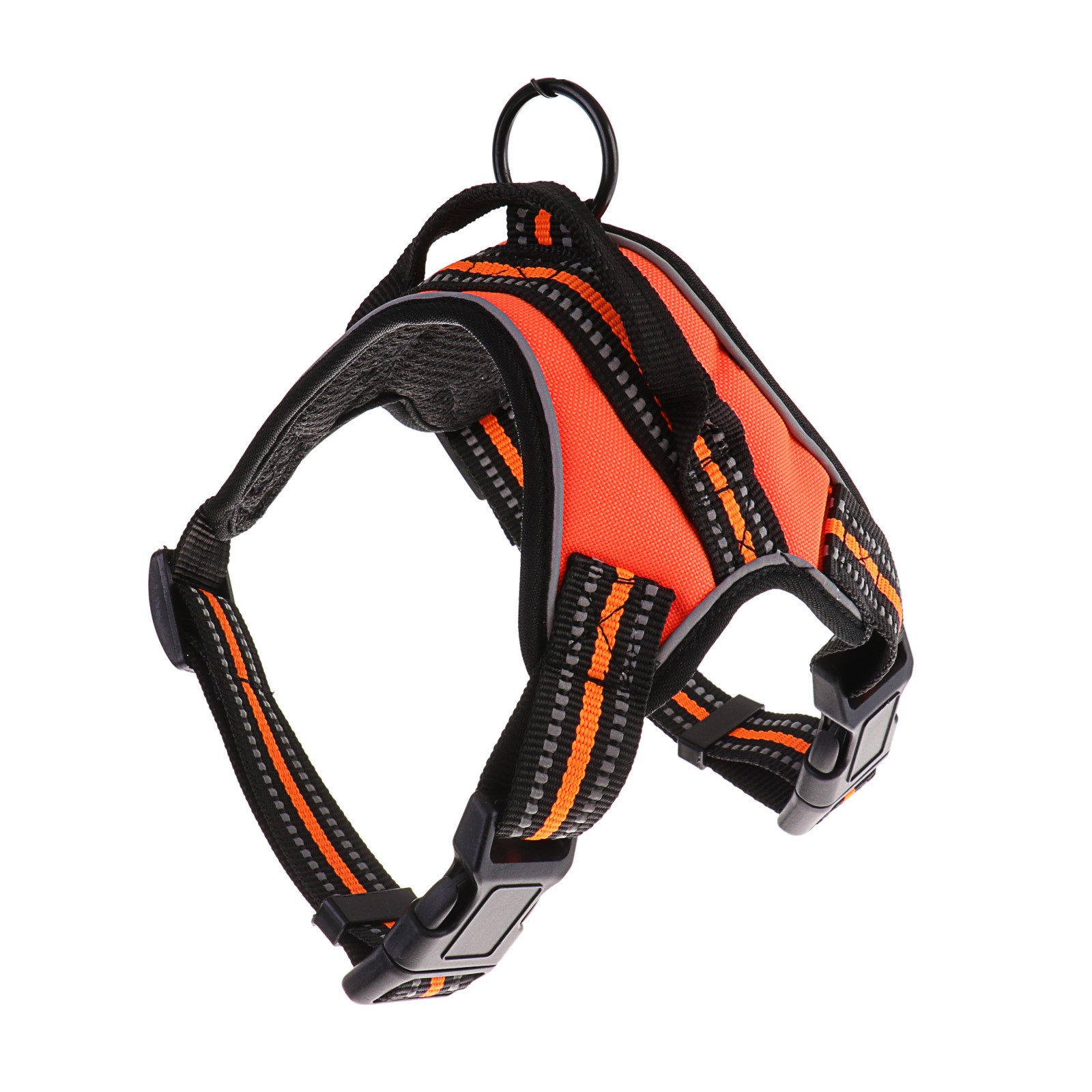 Шлейка Пижон мягкая улучшенная светоотражающая размер М ОШ 39-46 см ОГ 43-54 см оранжевая - фото 1