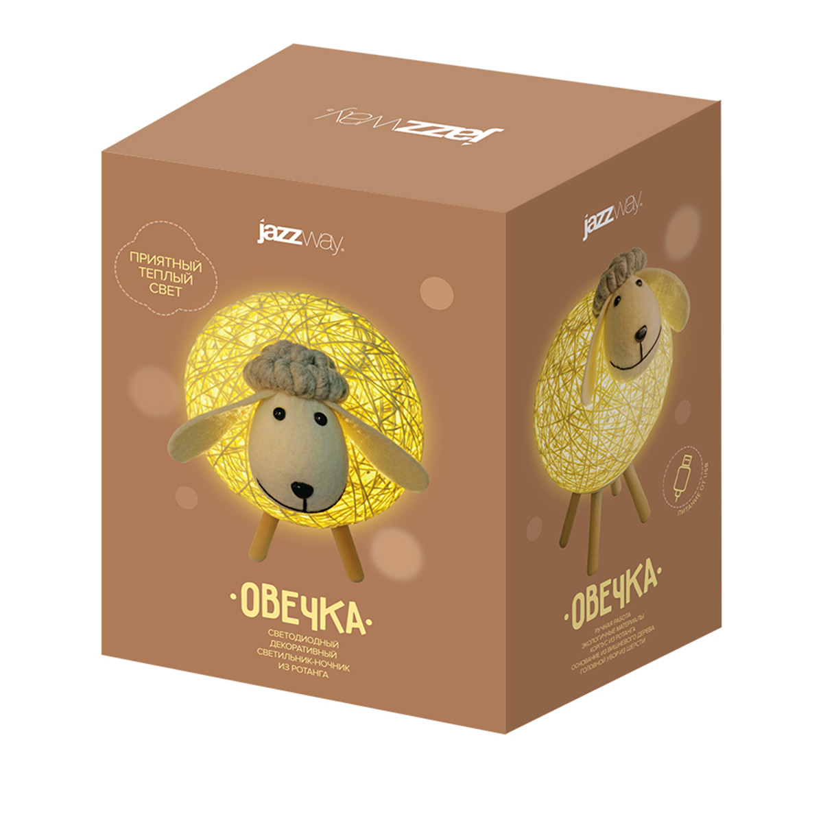 Светильник-ночник Jazzway декоративный Овечка Пышечка JS3-LAMB-USB - фото 8