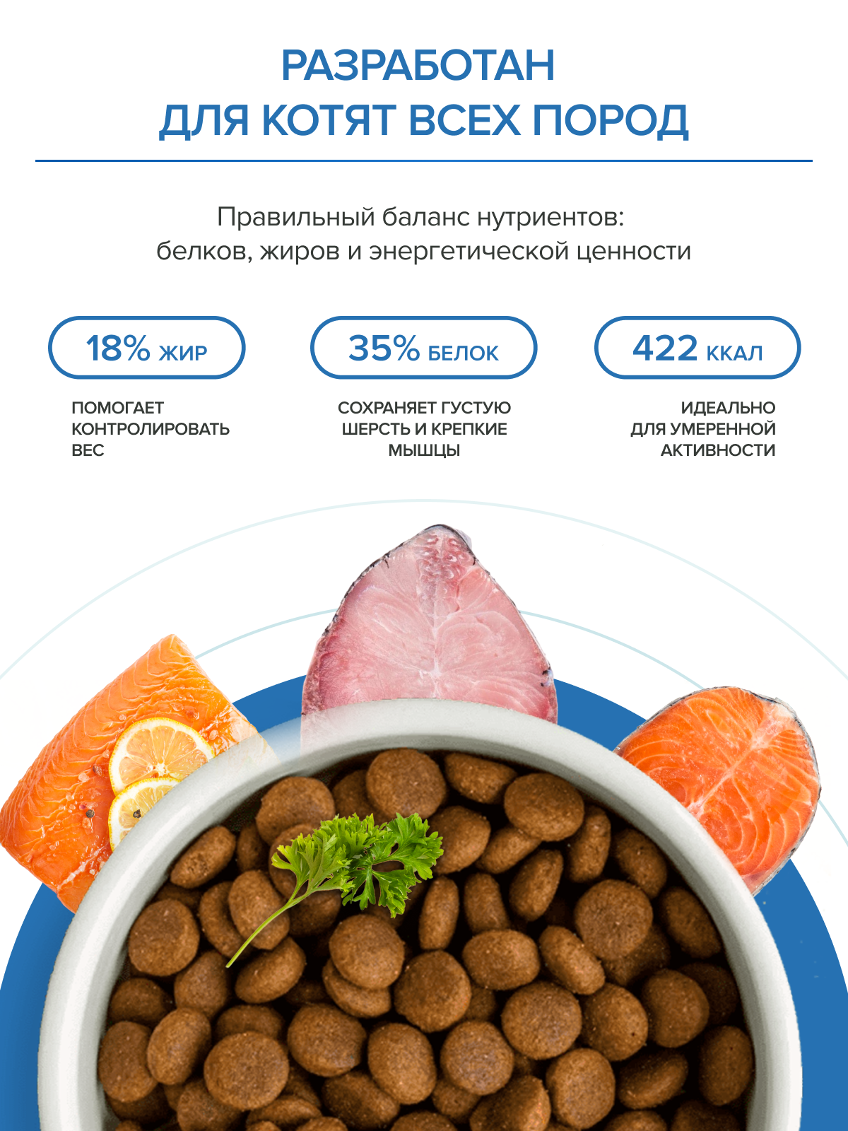 Корм для котят DOCTRINE сухой с лососем и белой рыбой 800 г - фото 3