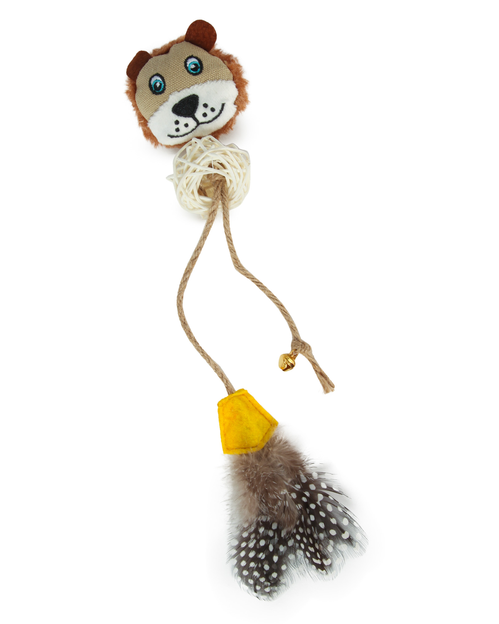 Изображение товара Игрушка для кошек Barbaks Лев-метелка с бубенчиком и натуральными перьями