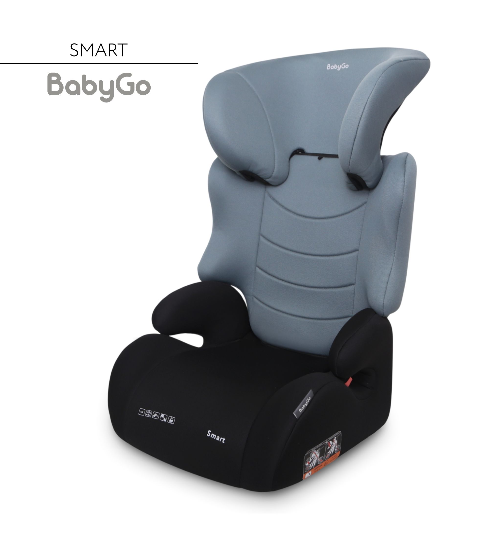 Автокресло BabyGo Smart 2/3 (15-36 кг) серый - фото 1