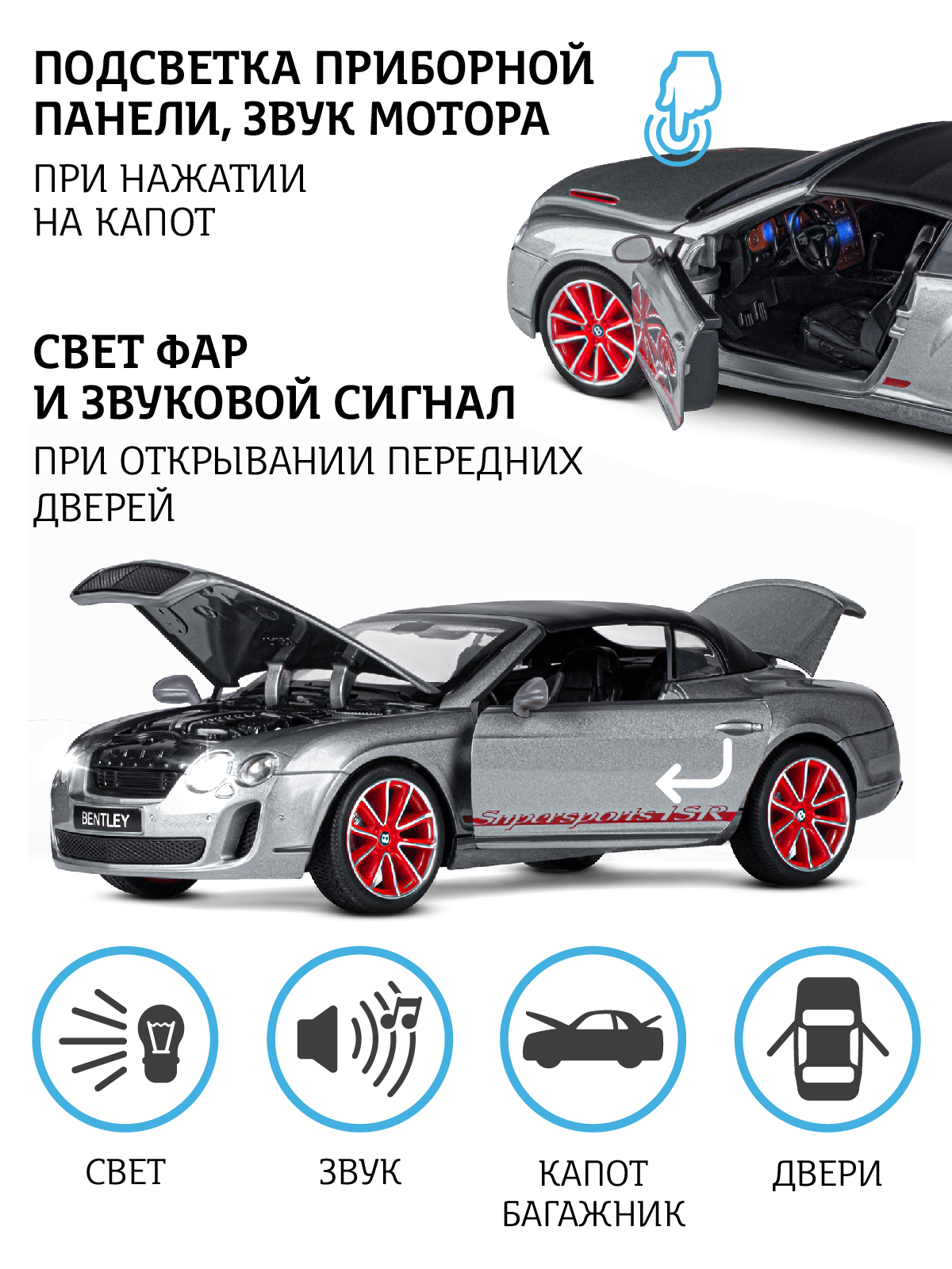 Автомобиль АВТОпанорама Bentley Continental Supersports ISR 1:24 JB1251021 - фото 2