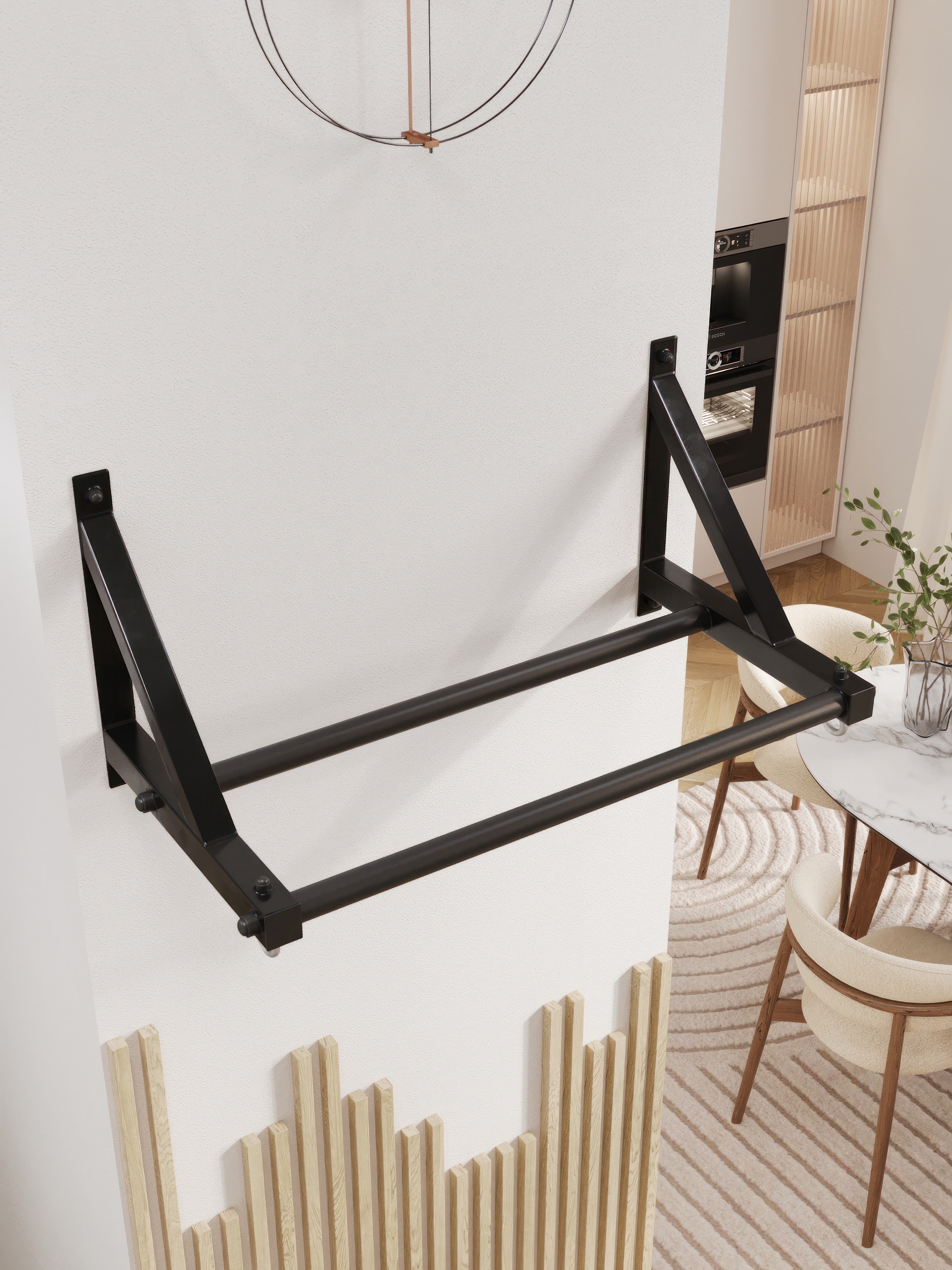 Турник настенный BORABO 2 хвата Классик Pro прорезиненные хваты - фото 1