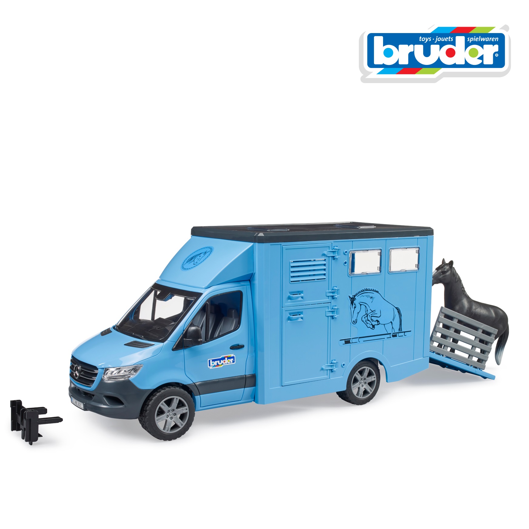 Грузовик Bruder Mercedes для перевозки с лошадью 1:16 02-674 - фото 1