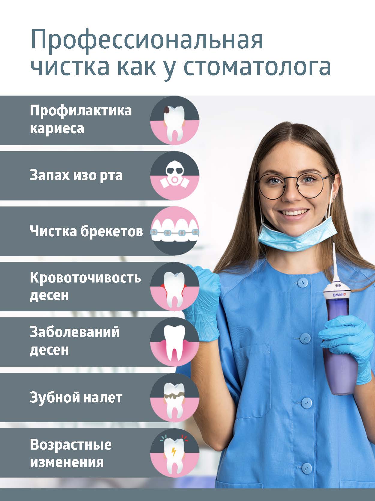 Ирригатор B.Well импульсный 4 реж. - фото 8