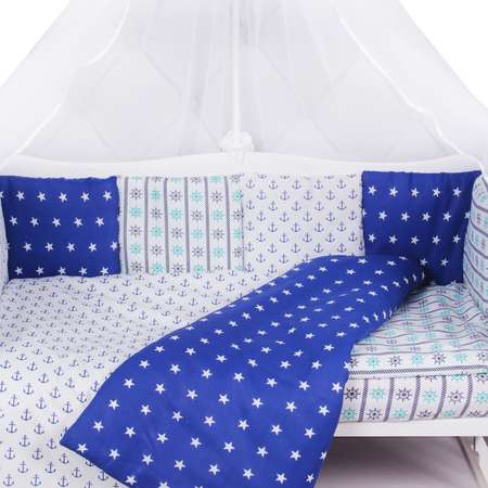 Комплект постельного белья Amarobaby Бриз 7предметов Синий-Белый