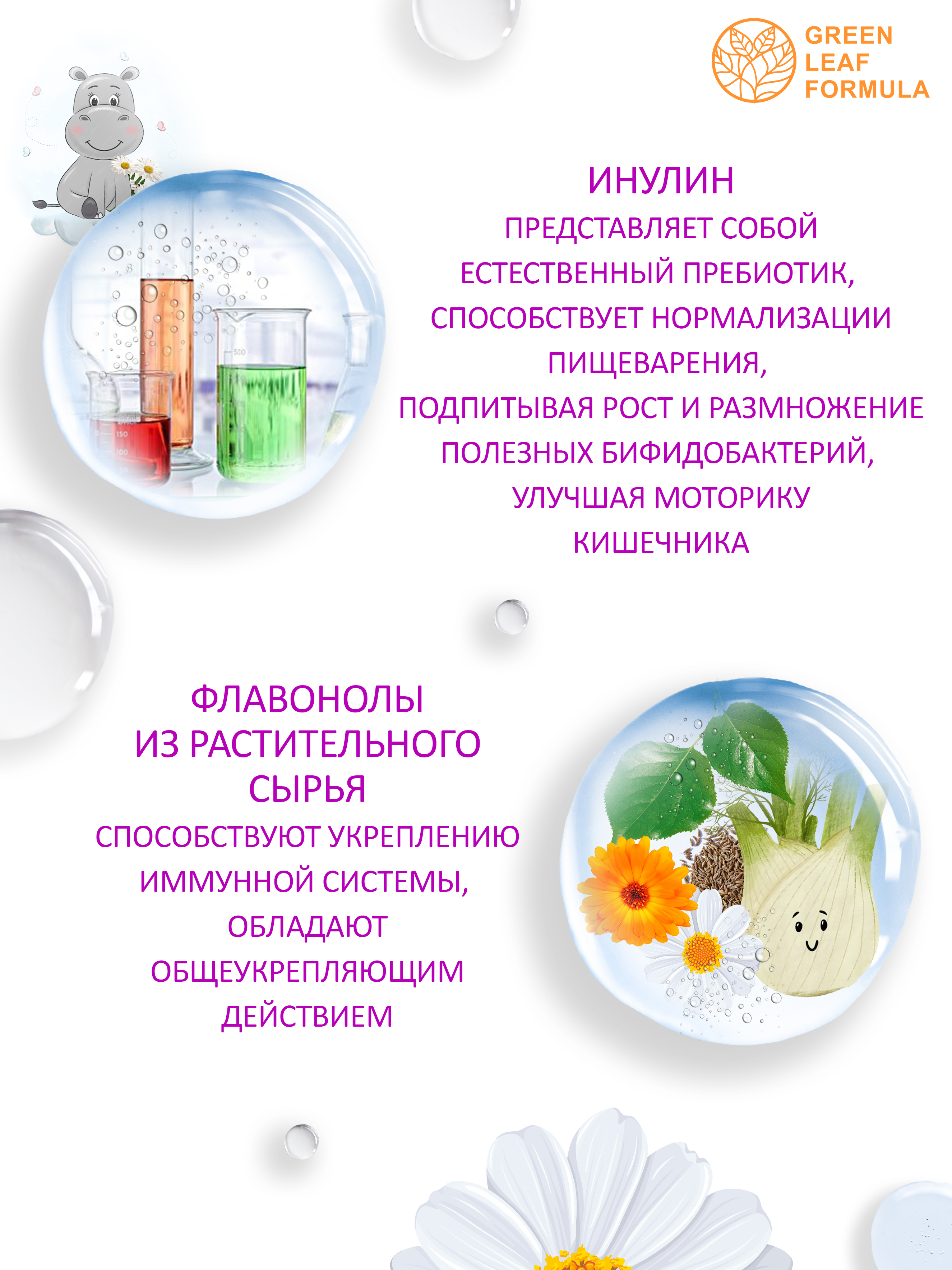 Детский сироп для кишечника Green Leaf Formula для детей от 3 лет укрепление иммунитета пребиотик инулин 100 мл - фото 4