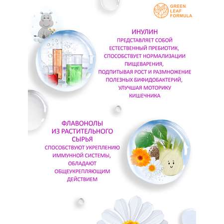 Детский сироп для кишечника Green Leaf Formula для детей от 3 лет укрепление иммунитета пребиотик инулин 100 мл