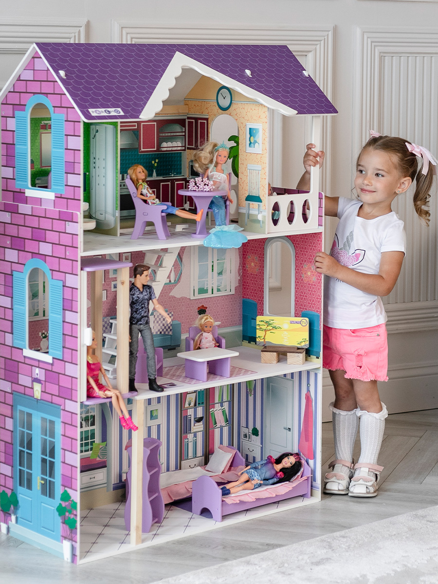 Изображение товара Домик для кукол PAREMO 121 см с мебелью 3 этажа и аксессуарами