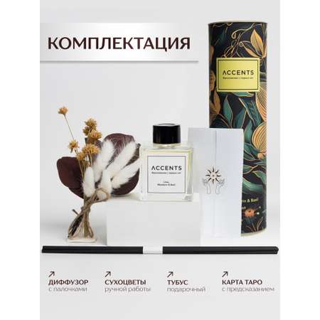 Диффузор с сухоцветами в Премиум тубусе Accents Lime, Mandarin & Basil