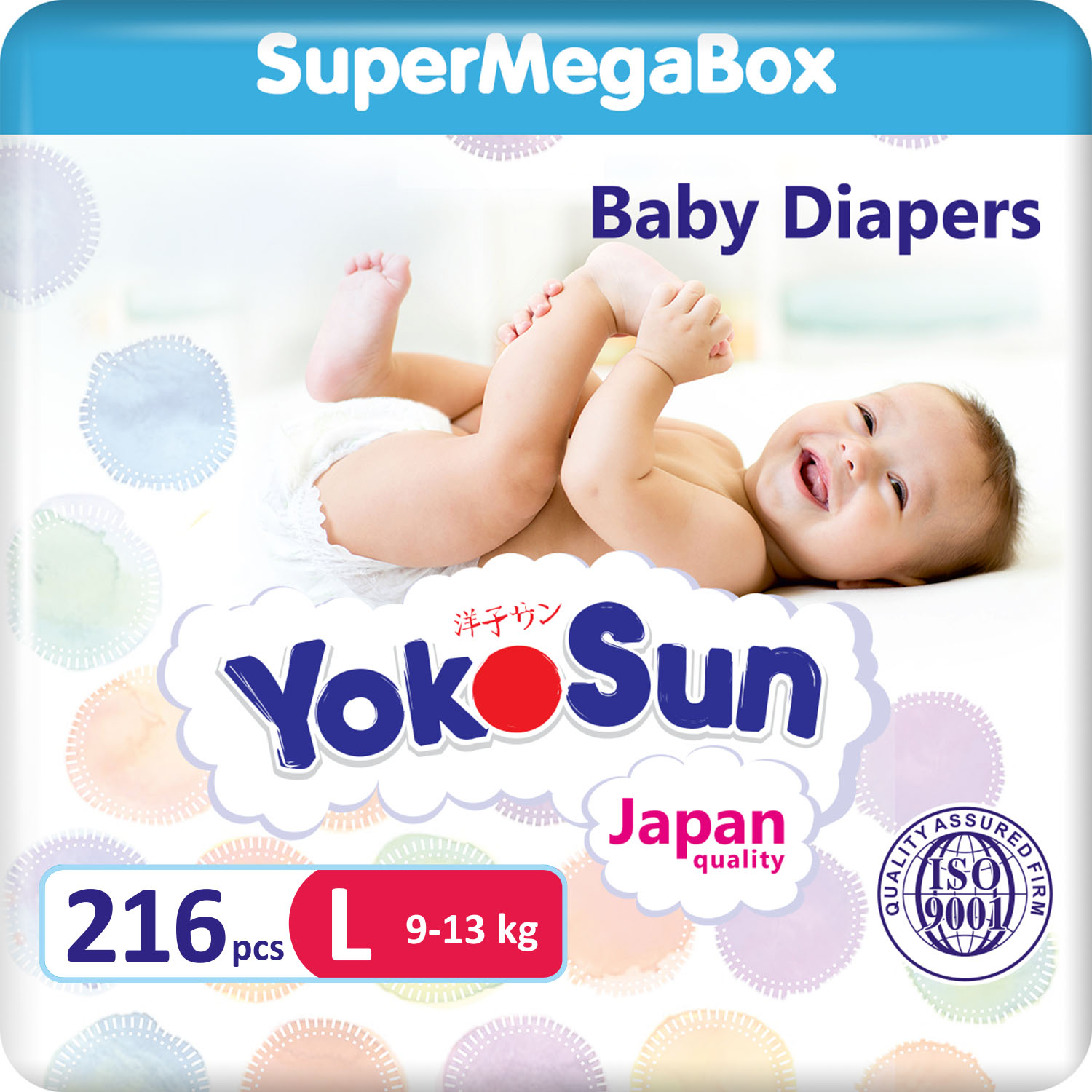 Подгузники YokoSun L (9-13 кг) 216 шт. - фото 1