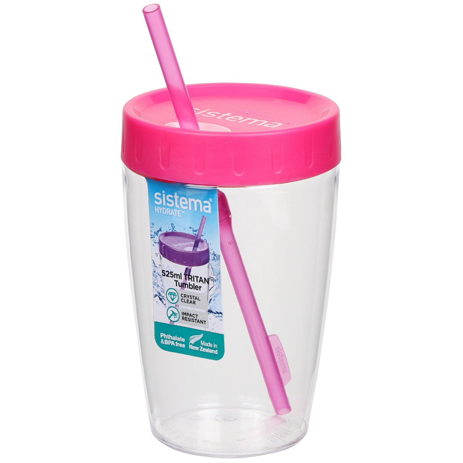 Изображение товара Стакан Sistema Hydrate 525мл прозрачный ударопрочный с трубочкой