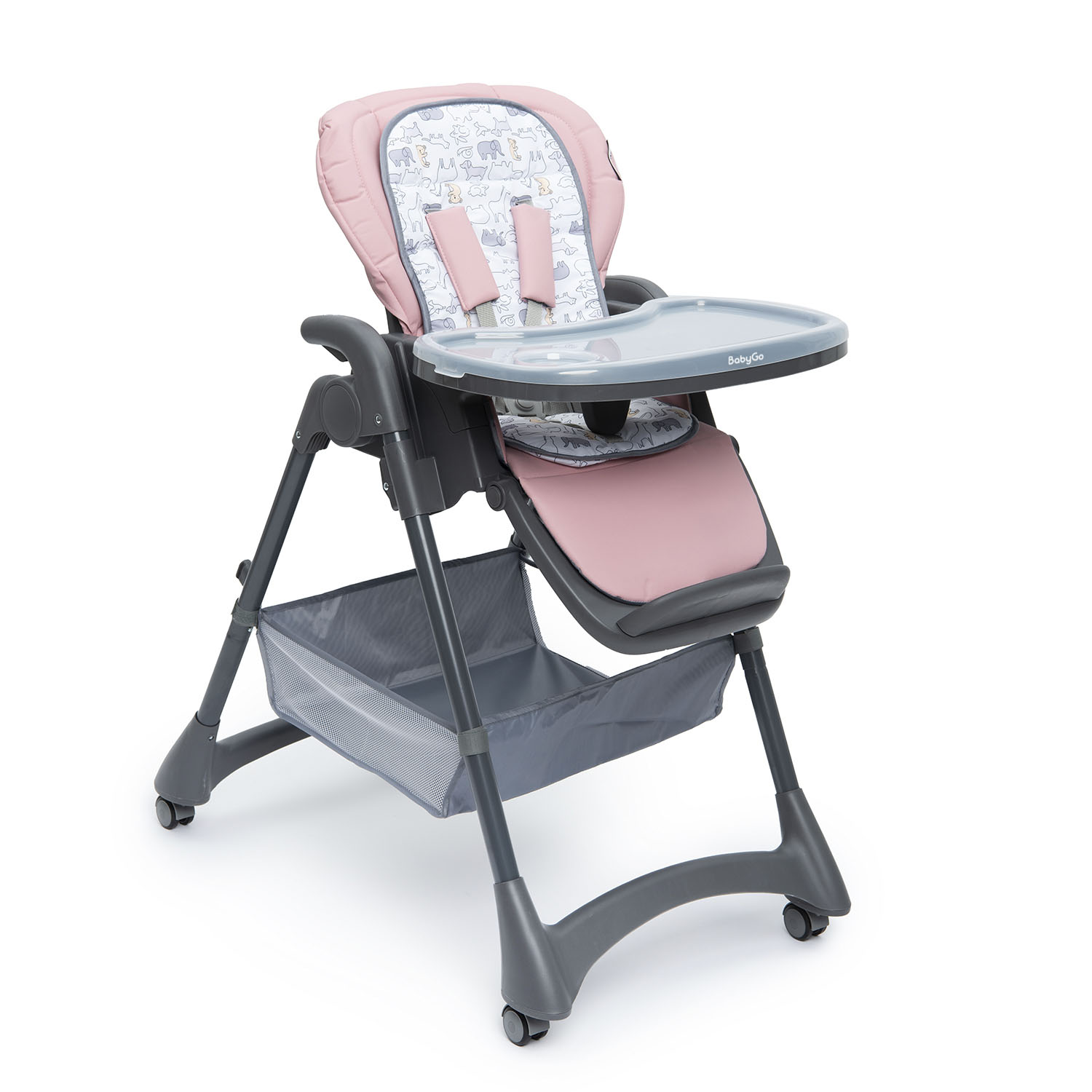 Изображение товара Стульчик для кормления BabyGo Sweet Meals Pink регулируемый, складной для малышей