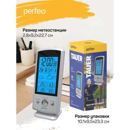 Часы-метеостанция Perfeo Tauer серебро