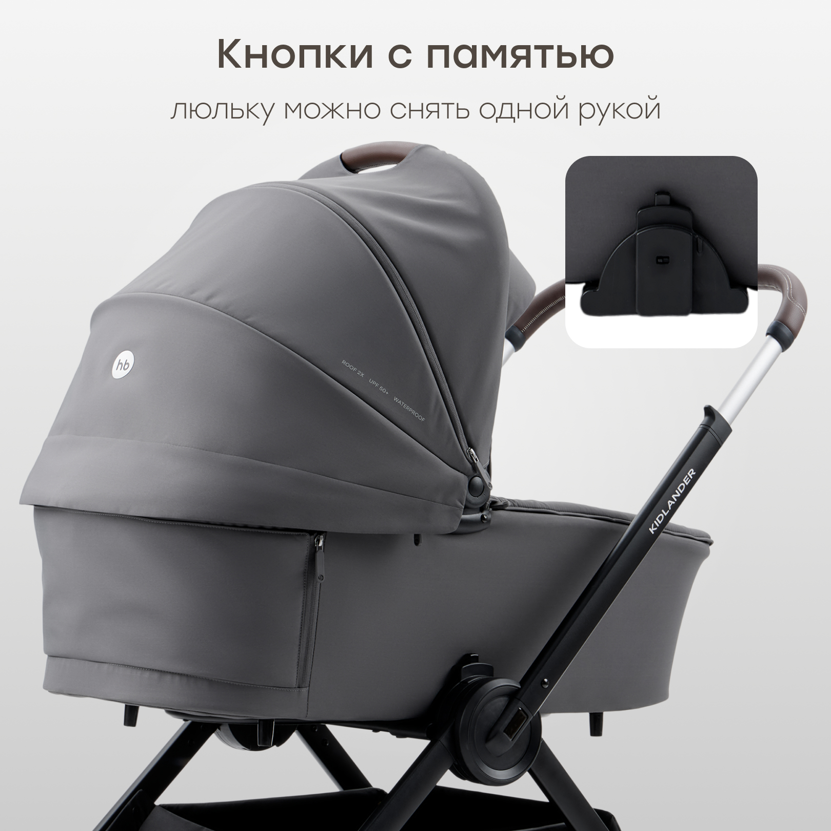 Коляска 2в1 Happy Baby Kidlander dark grey - фото 11