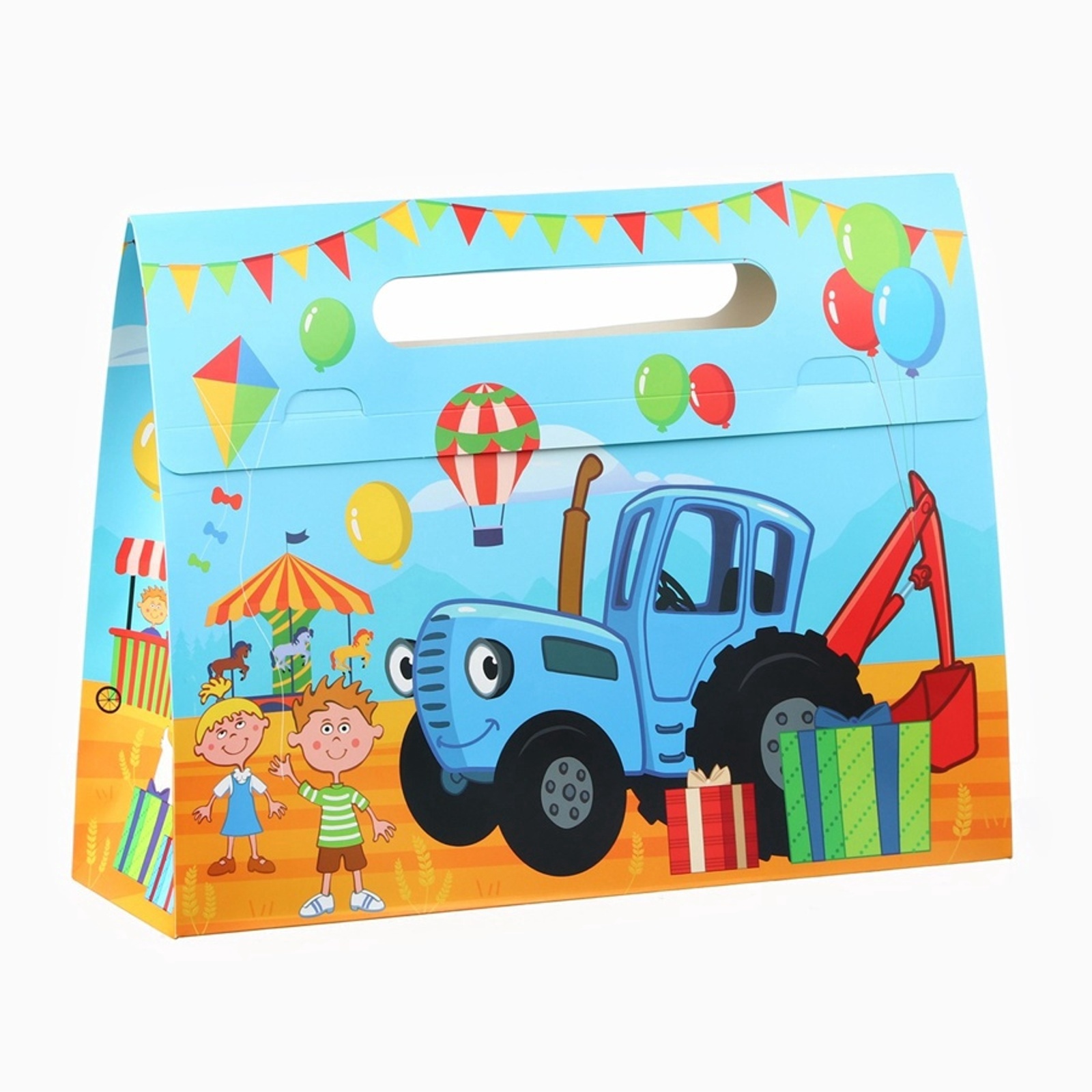 Пакет-коробка Синий трактор для подарка Синий трактор 40х30х12 см - фото 3