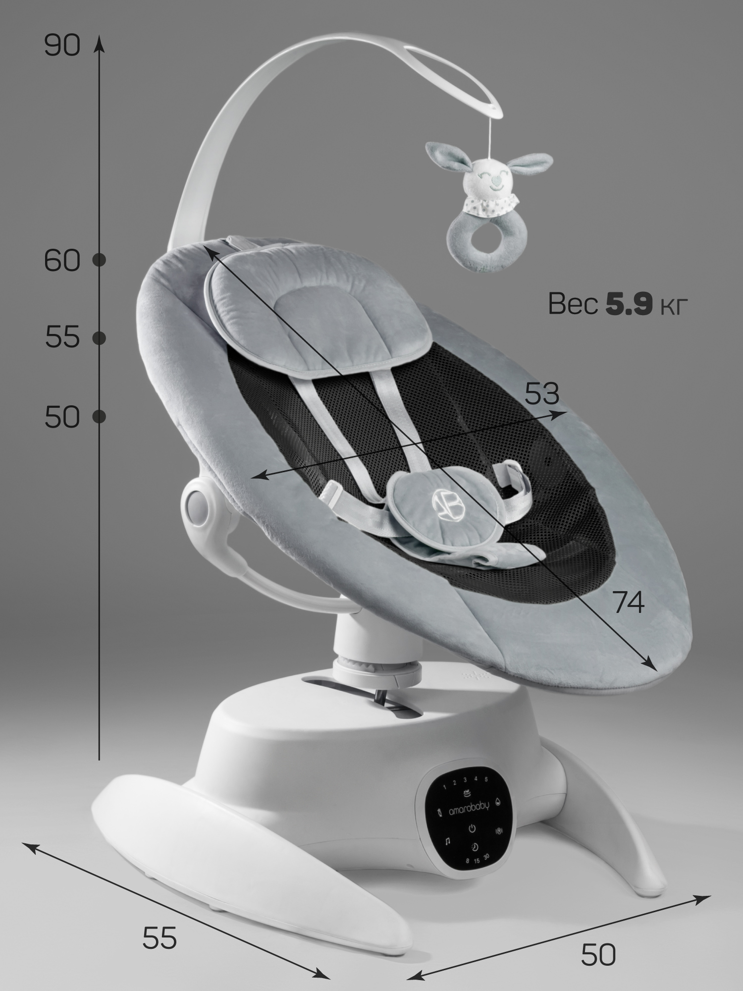 Качели Amarobaby Smart swing серый - фото 15