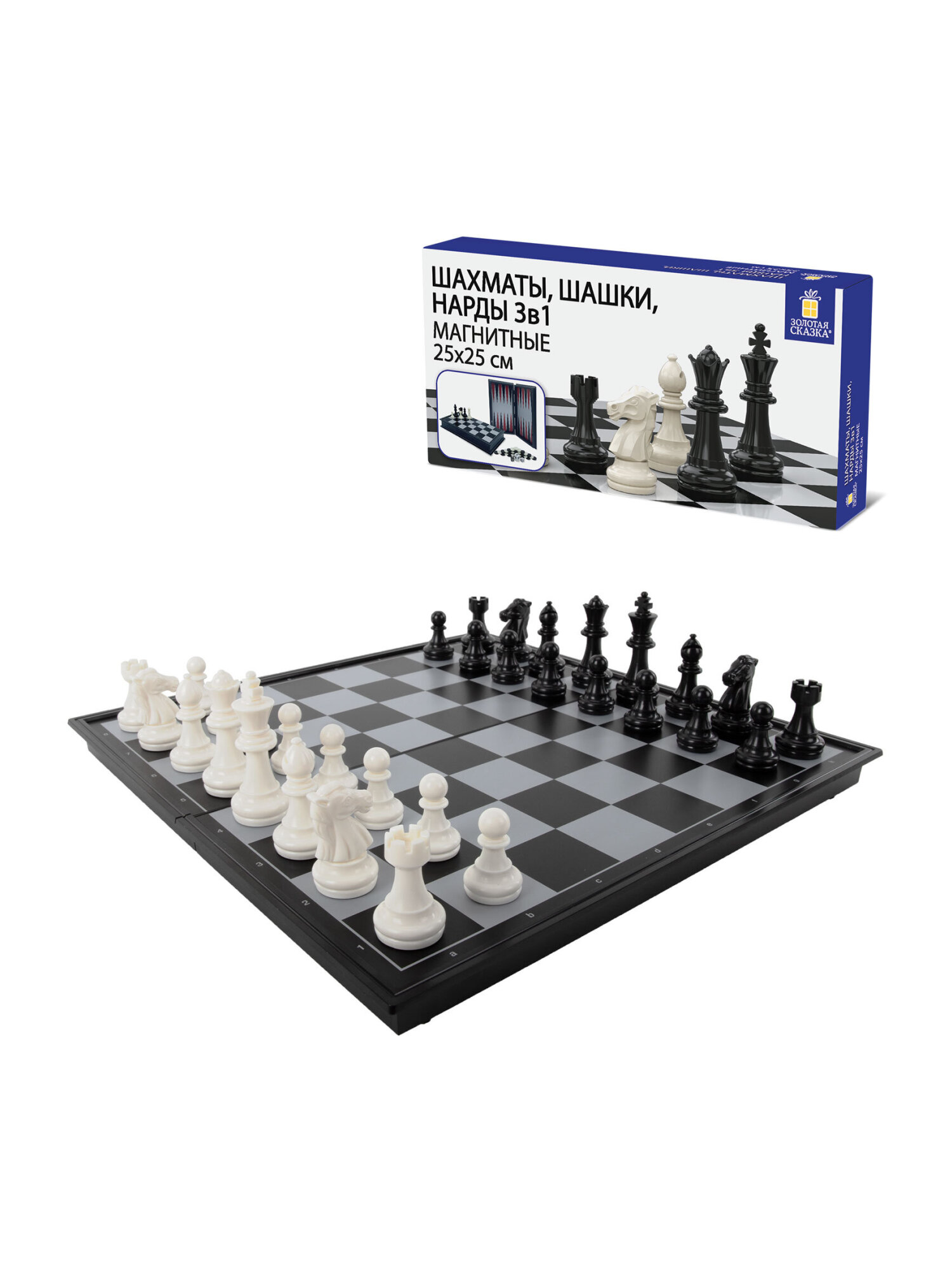Настольная игра Золотая сказка шахматы, шашки, нарды 25x25 см - фото 7