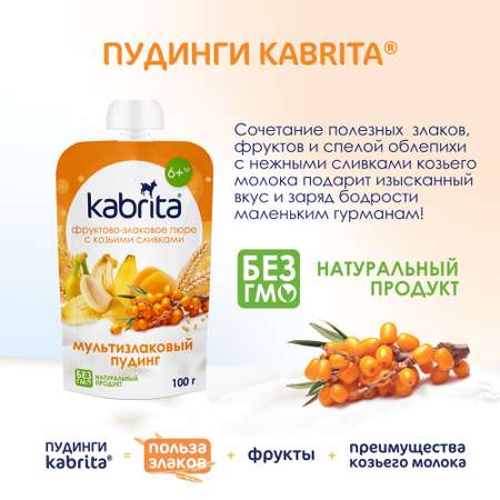 Пюре Kabrita мультизлаковый пудинг с облепихой с козьими сливками 100г с 6месяцев
