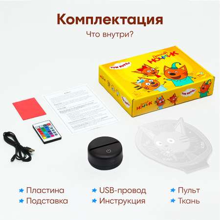 Ночник Три кота Карамелька С Днём Варенья